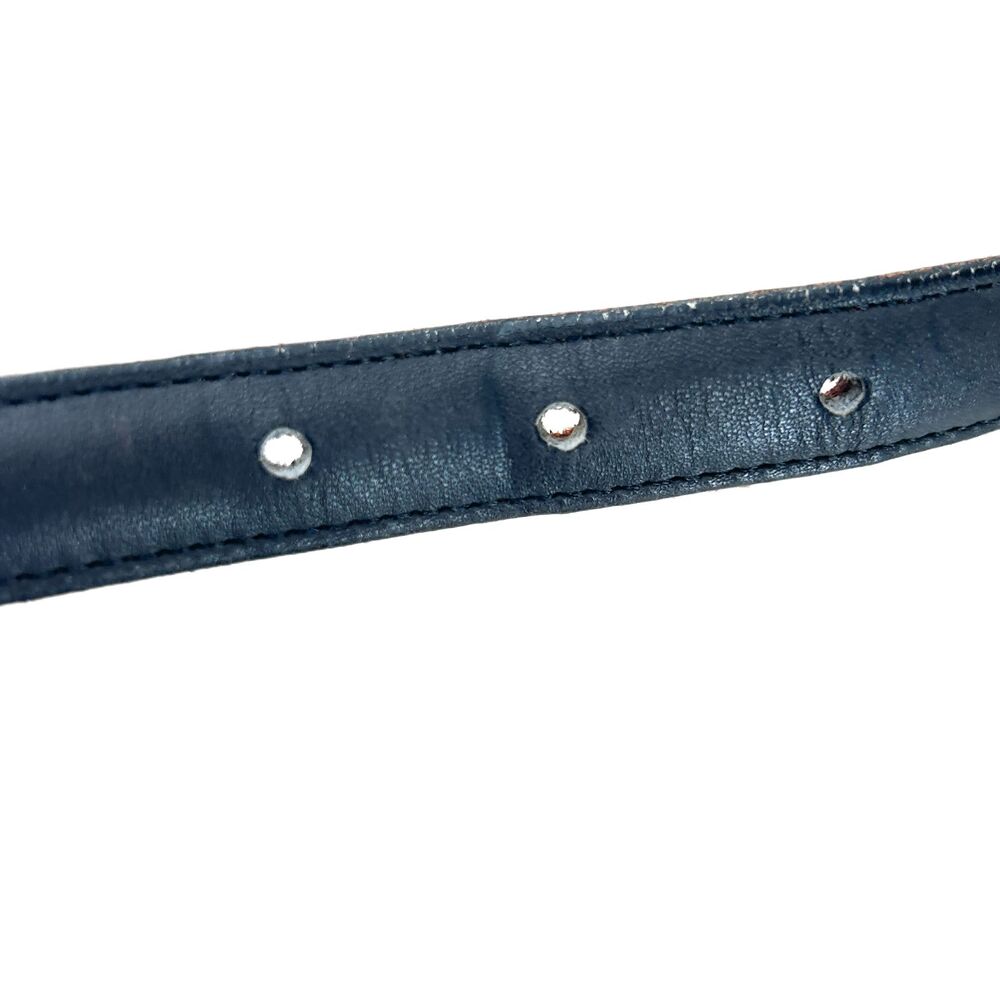Vintage Coach Skinny Belt Blue/Gray Leather Womens S Double Keeper Made in USA - Picture 5 of 8